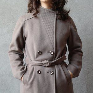 Grey Beige Vintage Wool Coat - Canadian Made